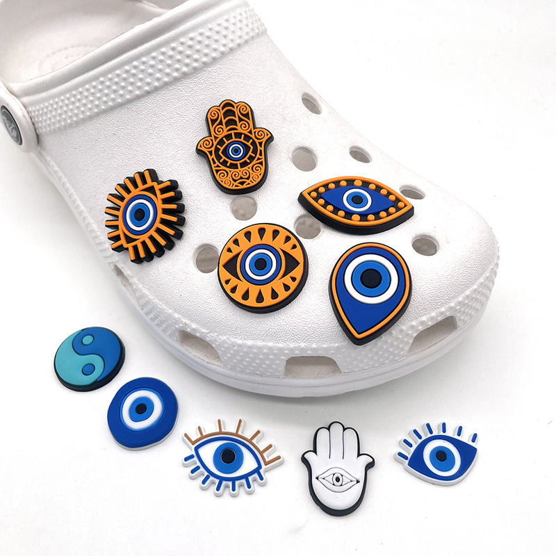10 Evil Eye Hole Shoes Accessories PVC Soft Rubber Shoe Buckle diy Shoes Flower Shoes Decorative Garden Shoes Accessories Creative
