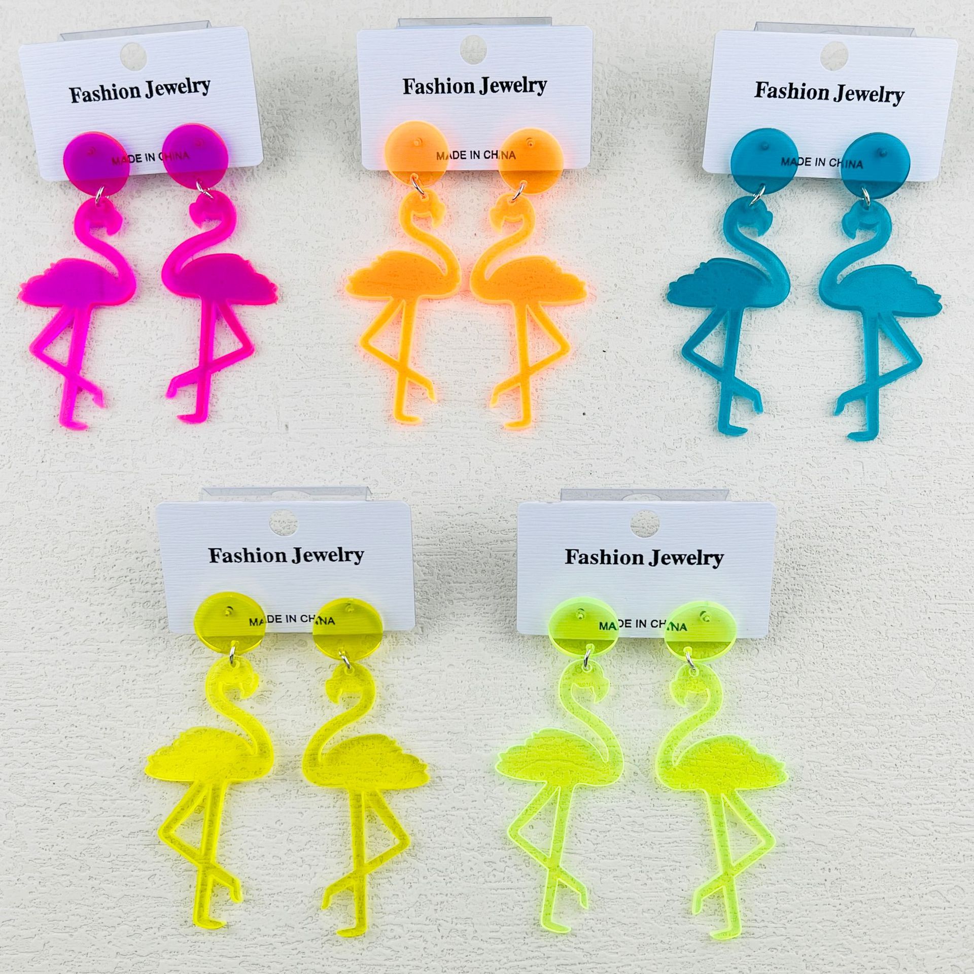15g Weight Iron Ear Needle Material 1 Pair Cute Simple Style Flamingo Arylic Drop Earrings