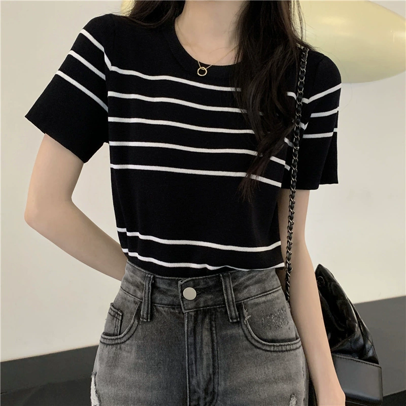 Прилив, летняя тонкая вязаная футболка без рукавов, Slim fit