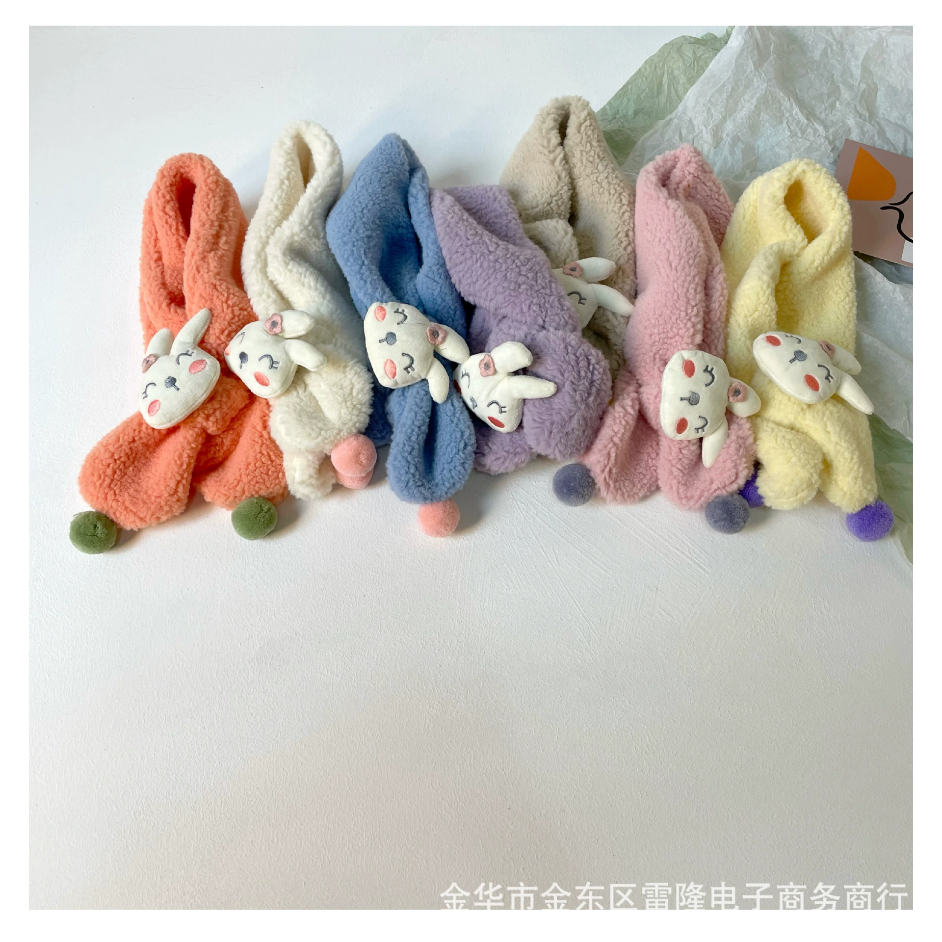 Children's plush scarf, cute keep warm rabbit for boys and girls, increased thickness