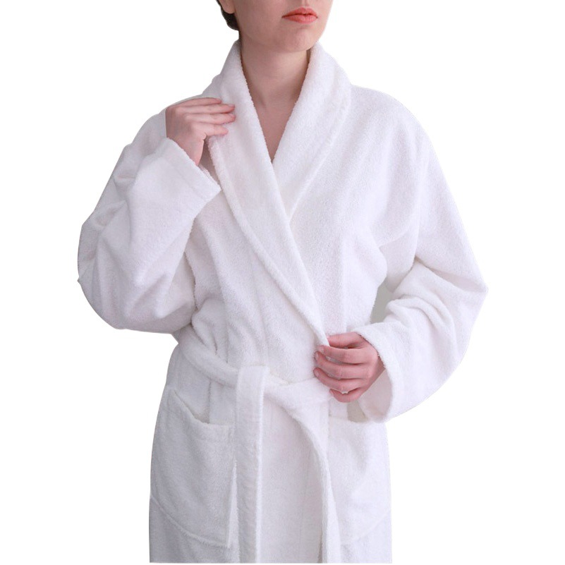 Hotel Bathrobe Absorbent Pure Cotton White Cut Velvet Waffle Terry Bathrobe Nightgown Five-Star Hotel Bathrobe