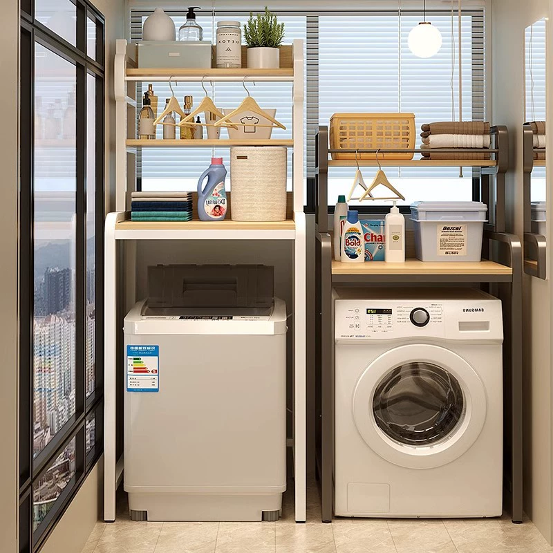Стеллаж для хранения на верхней полке стиральной машины, напольный передвижной складной шкаф для хранения на балконе или в ванной.