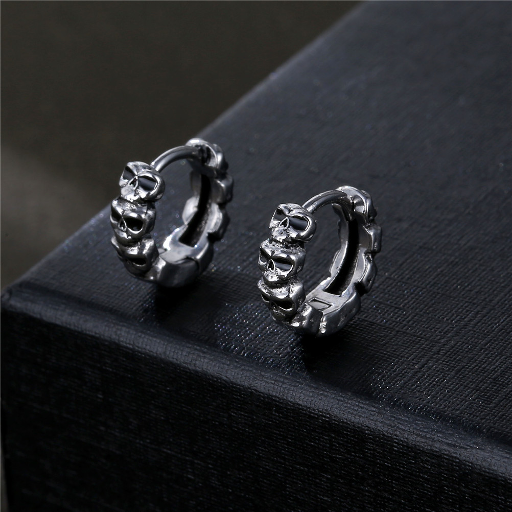 1 Piece Hip-hop Punk Skull Plating Titanium Steel Earrings display picture 2