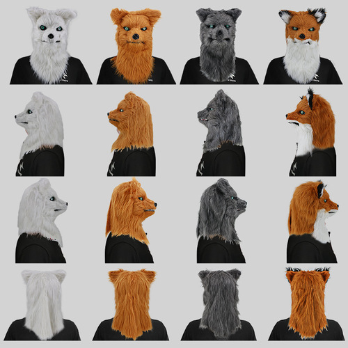 Biteable mouth wolf headgear mask masquerade funny animal headdress Halloween day party performance props