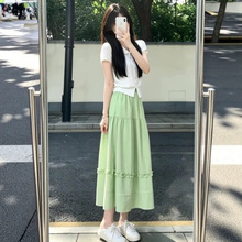 法式巨好看小清新减龄短袖上衣套装裙女夏季2026新款半身裙两件套