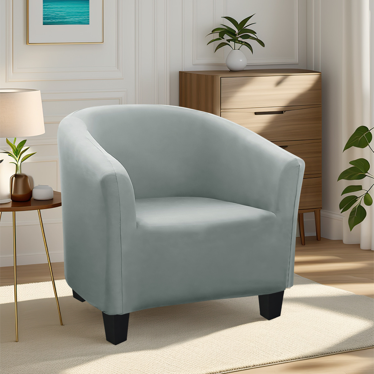 Funda de sofá impermeable elástica de seda de leche para bañera, color sólido, universal, para sofá individual, TEMU dropshipping