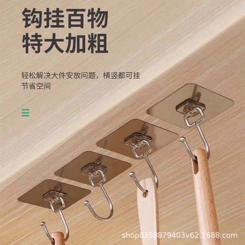 Acrylic Adhesive No-Punch Hooks, Wall-Mounted, Heavy-Duty, Transparent, Traceless Hooks, Good Adhesion for Dormitory Walls