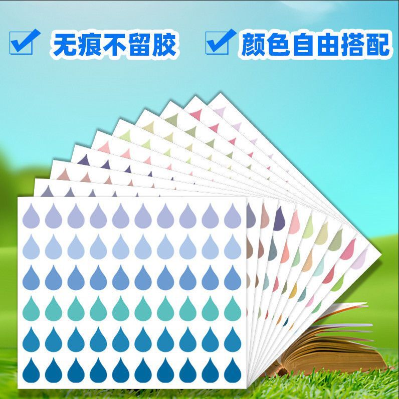 Reading Notes Stickers, Colorful Raindrop Reading Stickers, Waterdrop Stickers, Raindrop Index Stickers, Note-Taking Stickers, Can Be Handwritten, Cartoon Style
