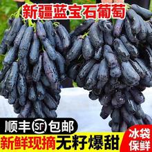 蓝宝石葡萄金手指美人指葡萄新鲜水果无籽葡萄黑提子批发商用包邮