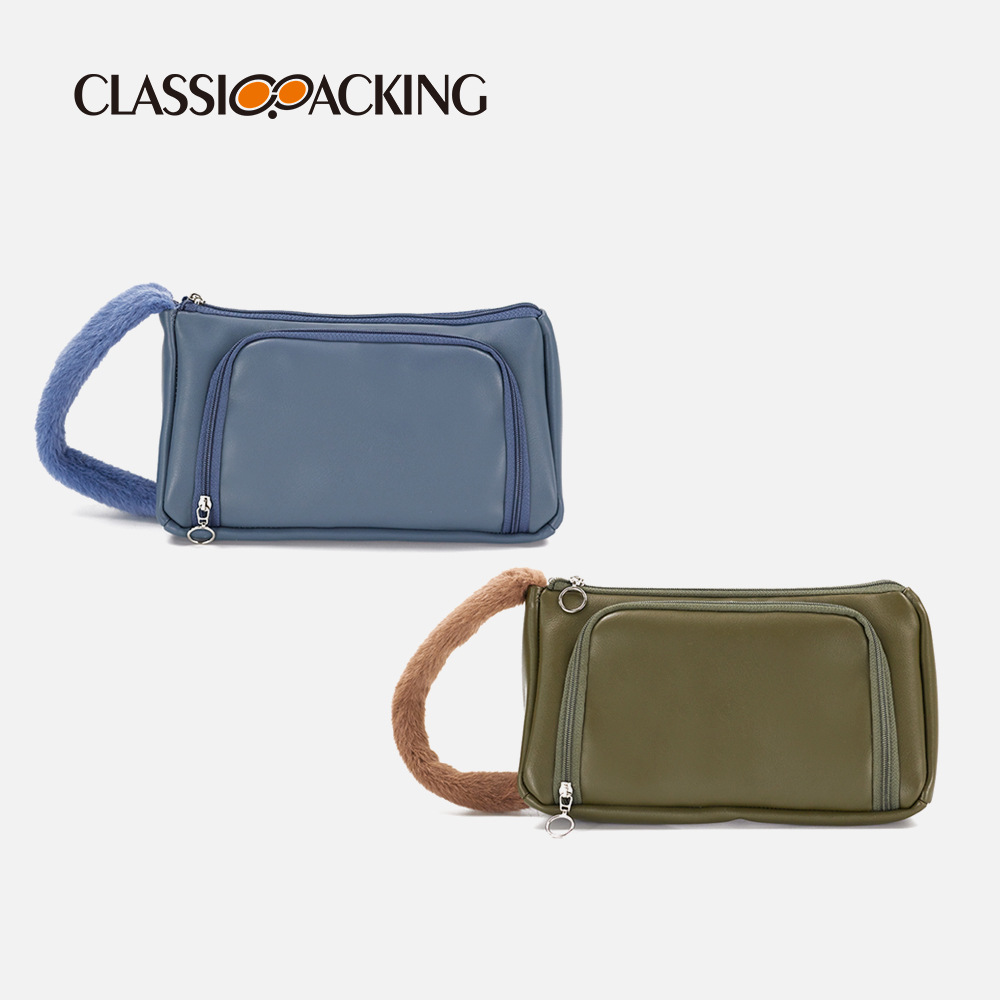 Internet celebridad de alto grado pu felpa bolso simple cuidado de la piel bolsa de almacenamiento portátil de viaje bolso cosmético de las mujeres