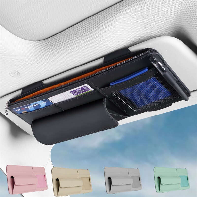 Car Sun Visor Storage Bag, Multifunctional Creative Glasses Case, Car Card Holder, Document Holder, In-Car Ticket Holder
