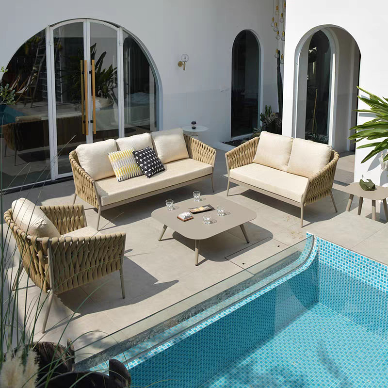 Sofá patio villa silla de vidrio casa de alojamiento hotel jardín balcón terraza al aire libre combinación al aire libre casa de alojamiento al aire libre