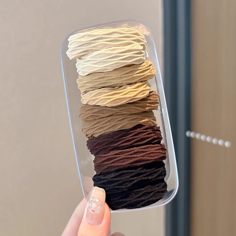 Cauda de caballo alta cuerda no colapsa, alta elasticidad, cubierta de cuero duradera, anillo de cabello de mujer, banda de goma de cabello de mujer, cuerda de cabello gruesa al por mayor