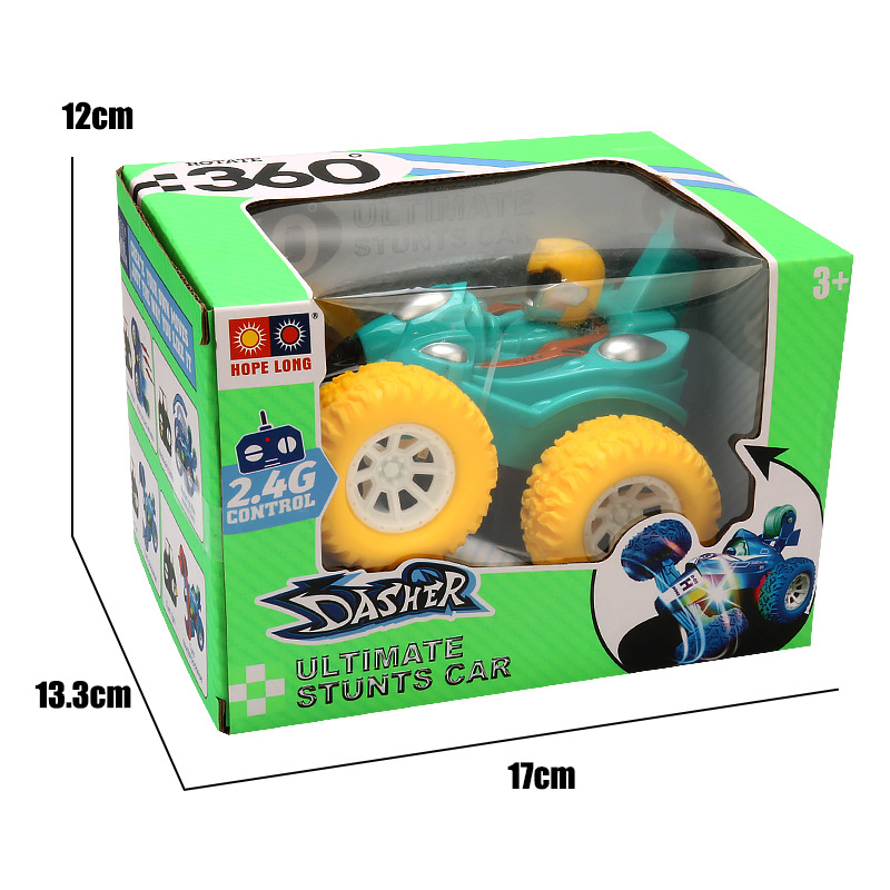 Transfronterizos niños 2.4G cuatro vías control remoto carro de volcado luces cool rodando truco coche de control remoto muchacho al por mayor