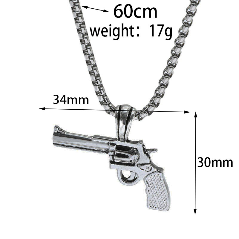 European And American Hip-hop Personality Retro Trend Revolver Pendant Necklace display picture 1