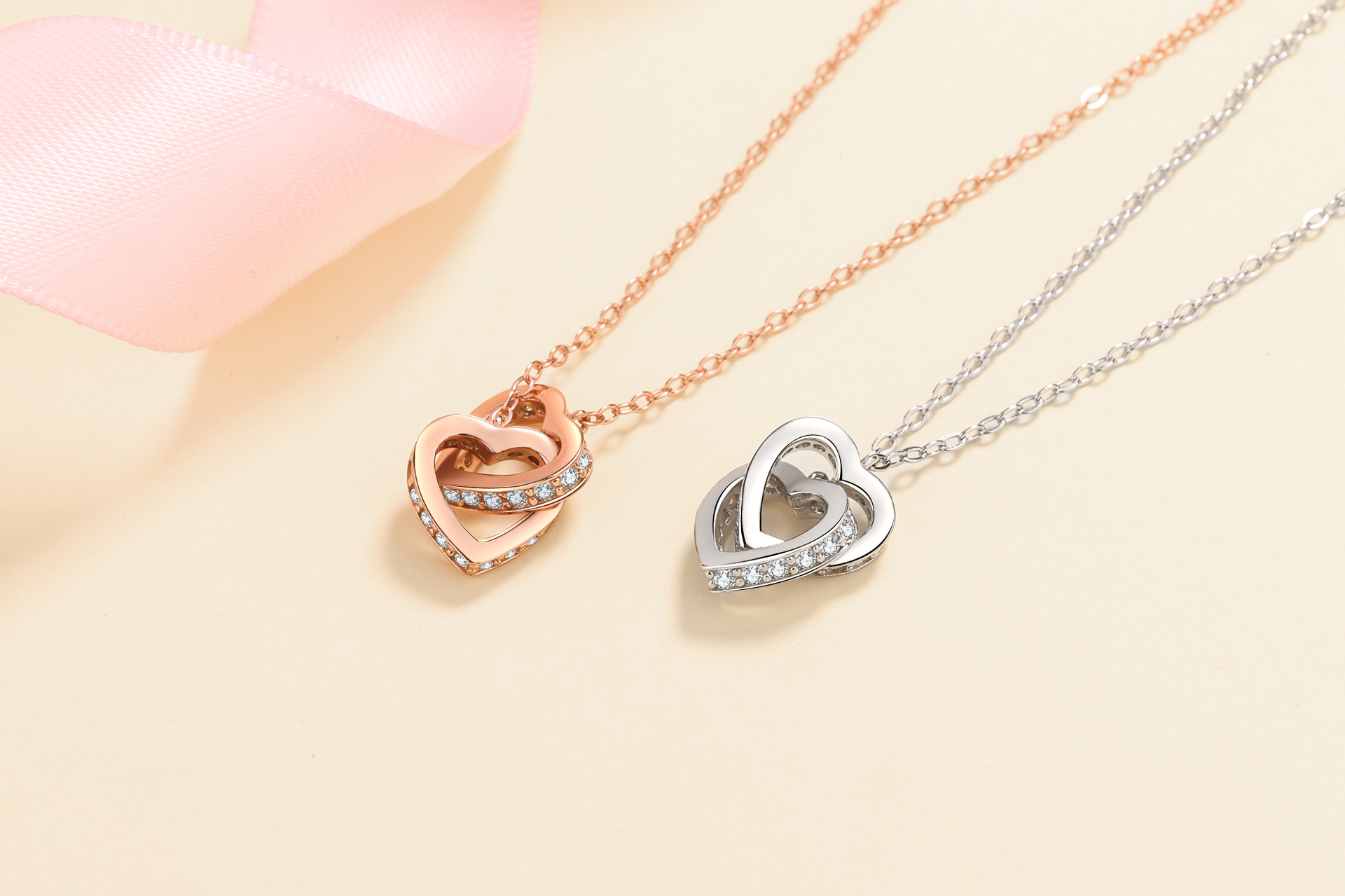 Wedding Occasion 925 Sterling Silver Material 925 Sterling Silver Moissanite Zircon Plating Inlay Heart Shape Pendant Necklace