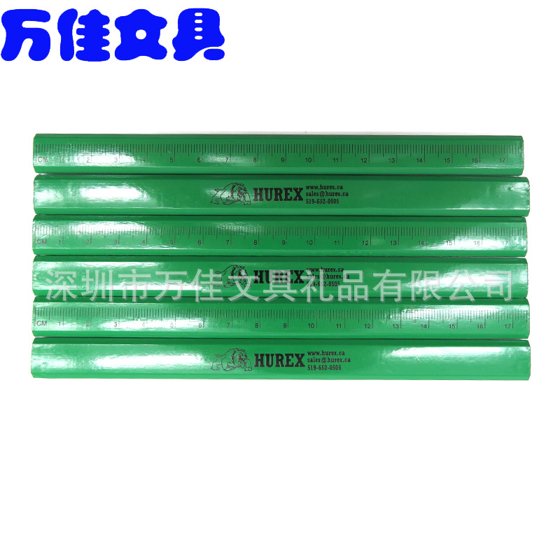 绿色木工铅笔 八角绿工匠铅笔 不削尖黑色芯石墨木工笔17.6cm常规