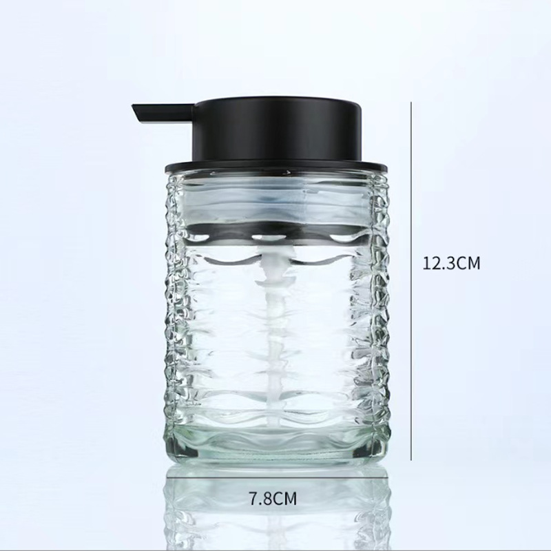 Botella dispensadora de desinfectante de manos de vidrio, cosméticos para hoteles y B&B, botella de loción y gel de ducha tipo prensa, botella de vidrio de gran capacidad