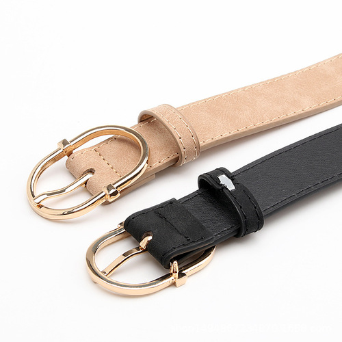 New style women's belt with Japanese buckle, fashionable matte high-end PU belt for girls' dresses and clothing with decorative belt