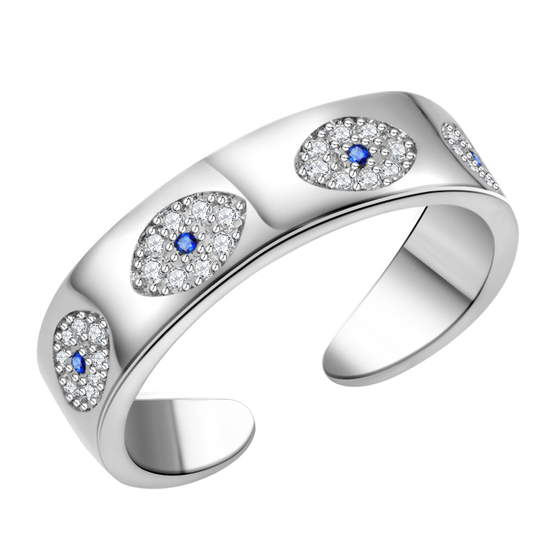 Eye Pattern Unisex Gender Classic Style Eye Copper Inlay Zircon Open Rings