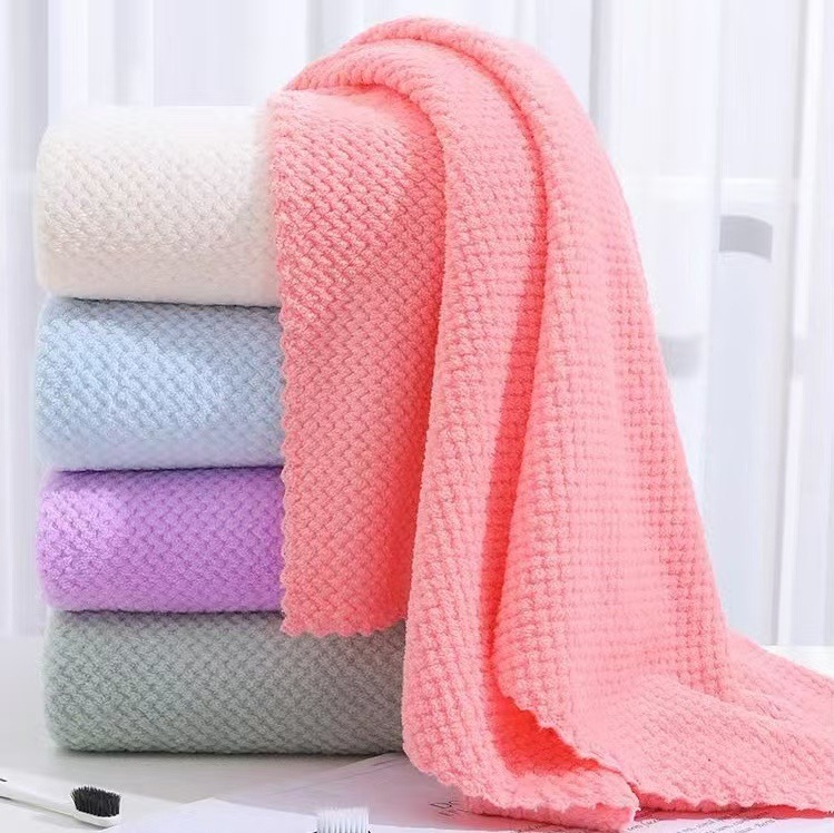 Absorbent Pineapple Grid Face Towel, Soft Thick Quick-dry Fabric_voghion.com