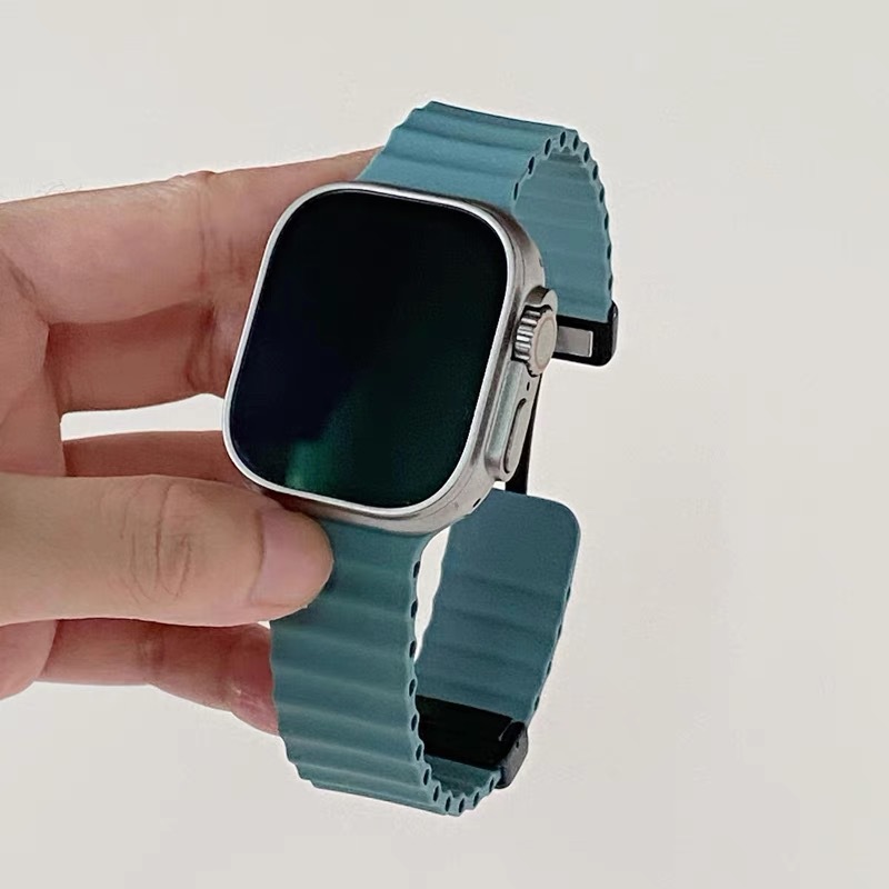 Para AppleWatch10 Apple correa de reloj iwatch987 generación Ultra correa magnética de silicona marina