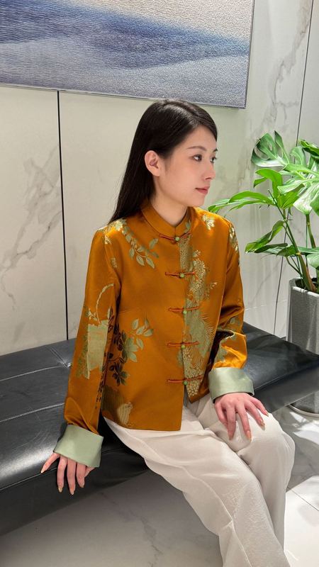 南油女装爆款新中式真丝老缎外套2025秋款时尚减龄立领上衣不退换|undefined