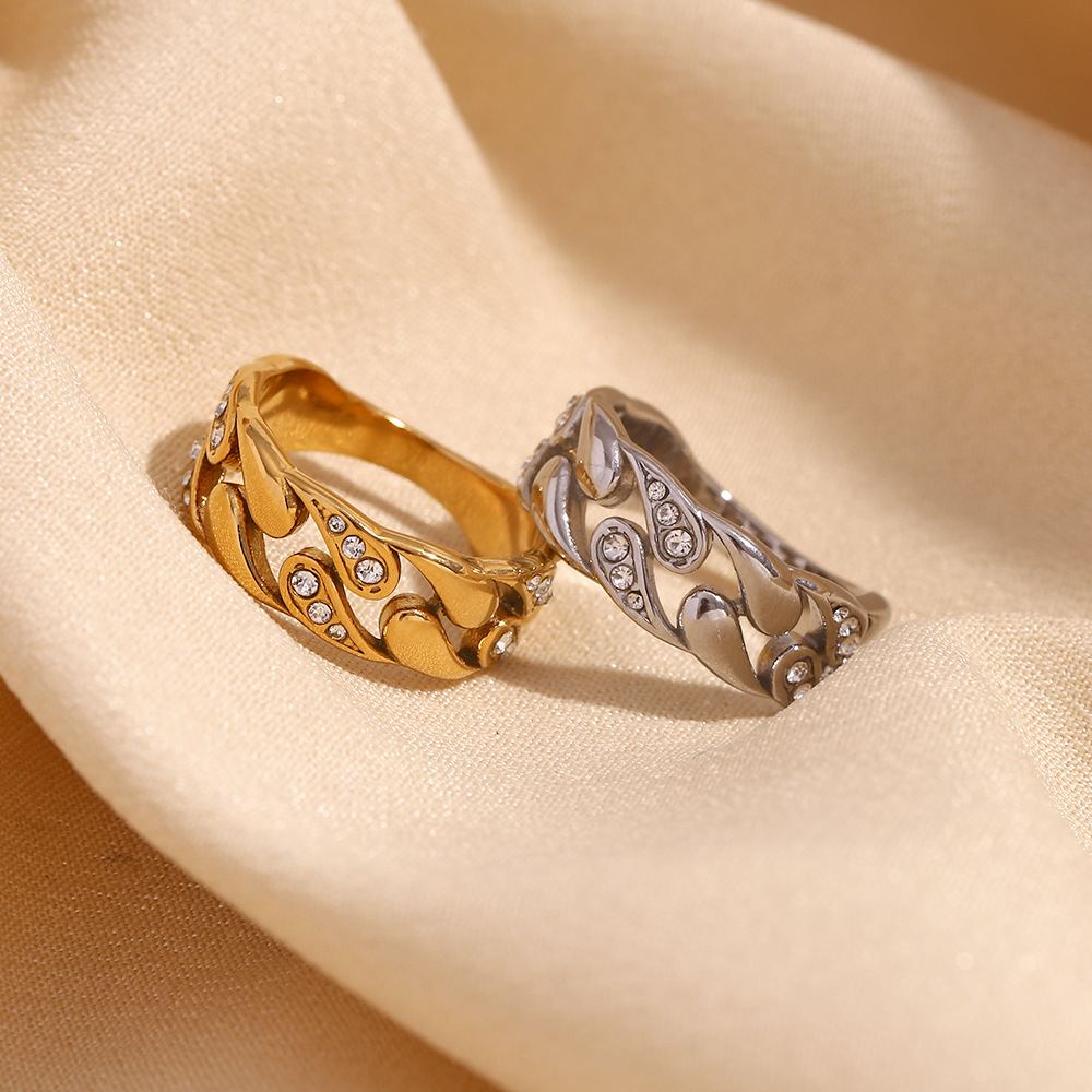 Casual, Street, Shopping Occasion Wholesale Jewelry Vintage Style French Style Heart Shape Snake 304 Stainless Steel Enamel Plating Open Rings Rings