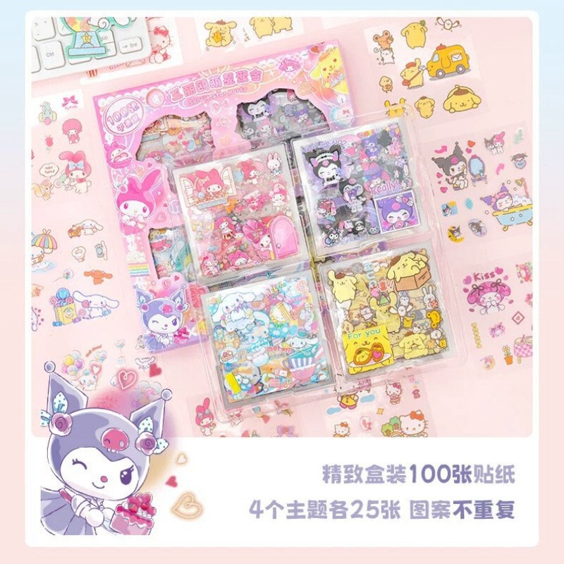 かわいい漫画ステッカーセット 100 非繰り返し文房具ステッカークリエイティブ児童学生 DIY ハンドブック素材|undefined