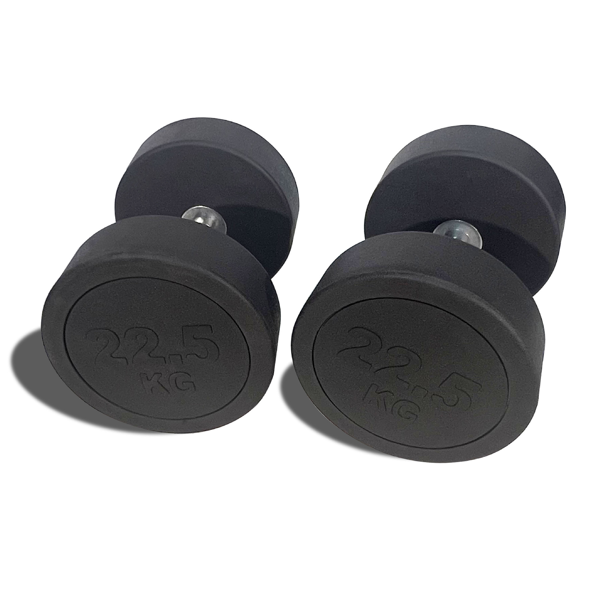 black rubber dumbbells
