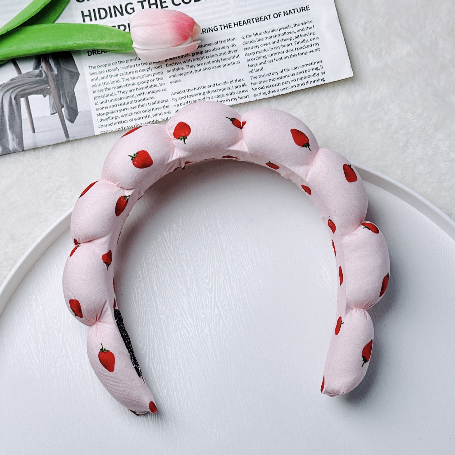 Diadema de Esponja tipo Nube de Tela para Lavado de Cara