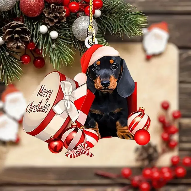 Рождественский новый барабанщик щенок праздничный кулон трансграничный акрилальный плоский автомобиль подвеска для украшения дома