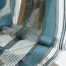 雪尼尔竖条纹纱帘客厅卧室阳台窗帘遮光防晒轻奢时尚简约窗纱