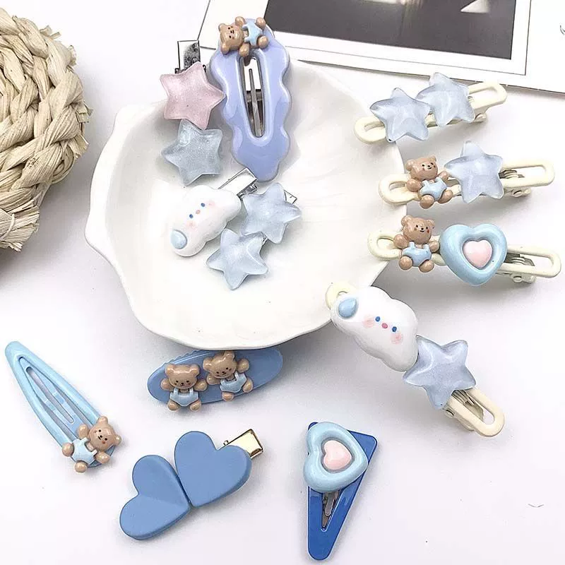 Заколки hairpins brand Cute для челки, пастельные мишки и звёзды, наборы