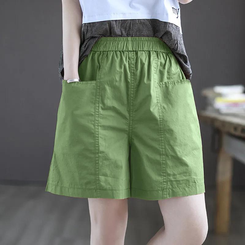 High Quality Cotton Wide Leg Shorts Women's New plus size High Waist Slim Look Summer Casual Loose All-match Five-point Overalls