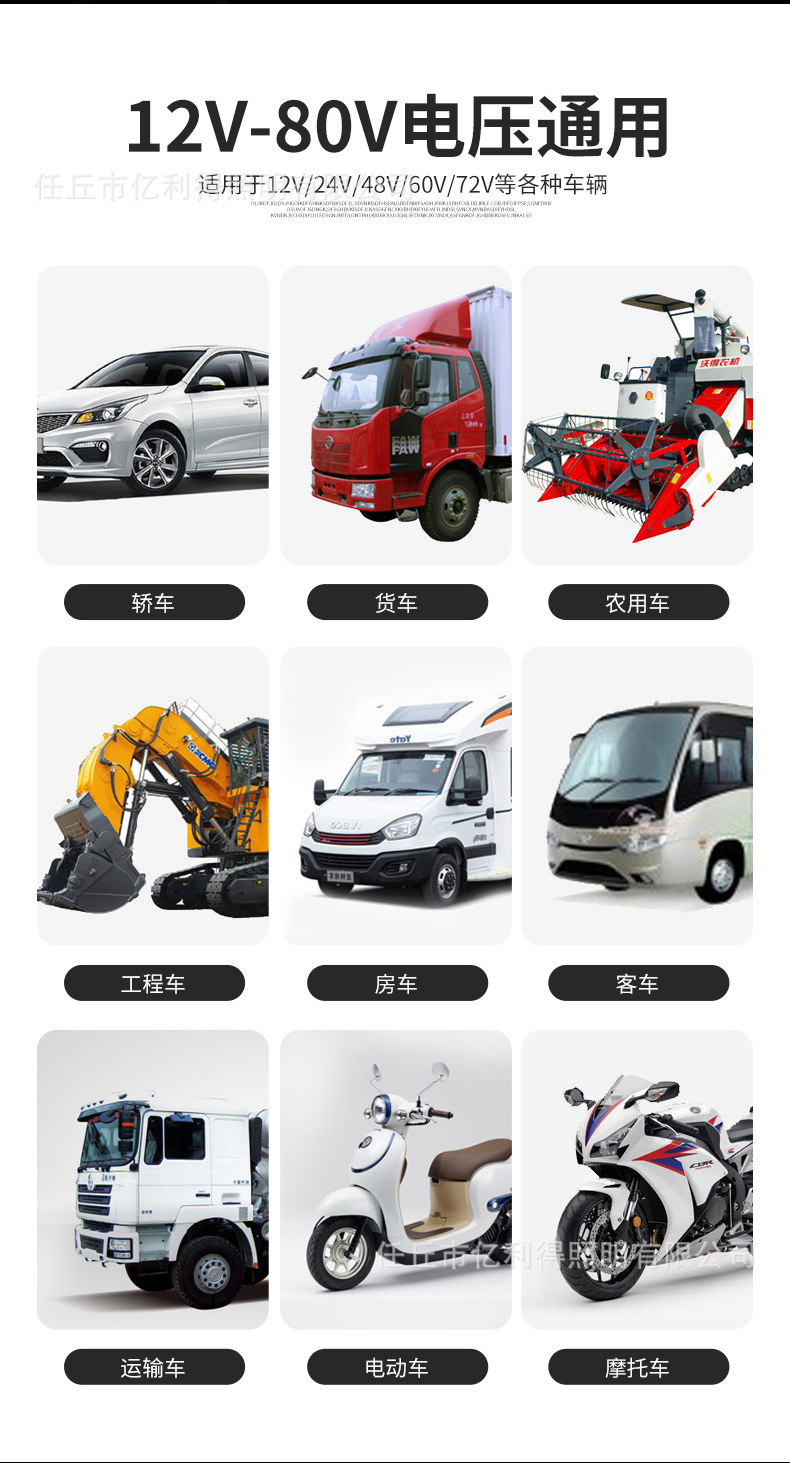led spotlight 12V 24V car truck highlight shovel forklift electric motorcycle modification front headlight fog light reversing light