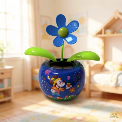 Car ornaments — Apple Flower Solar Automatic Swinging - five-petal-flower-blue