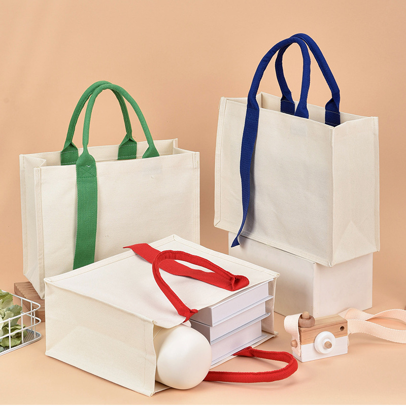 Bolsa de lona tridimensional cinta engrosada personalizada para estudiantes Bolso portátil Bolso de lona de compras Logotipo personalizado