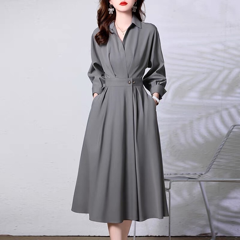 2026 Spring and Autumn New Long Sleeve Shirt Dress for Women, Elegant Socialite Style, Waist-Cinching, Slimming, Unique Long Dress 2026 Spring and Autumn New Long Sleeve Shirt Dress for Women, Elegant Socialite Style, Waist-Cinching, Slimming, Unique Long Dress