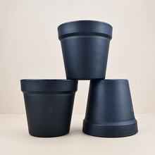 厂家直供彩色圆口塑胶加厚国际花盆仿真植物有柱盆塑料磨砂PP花盆