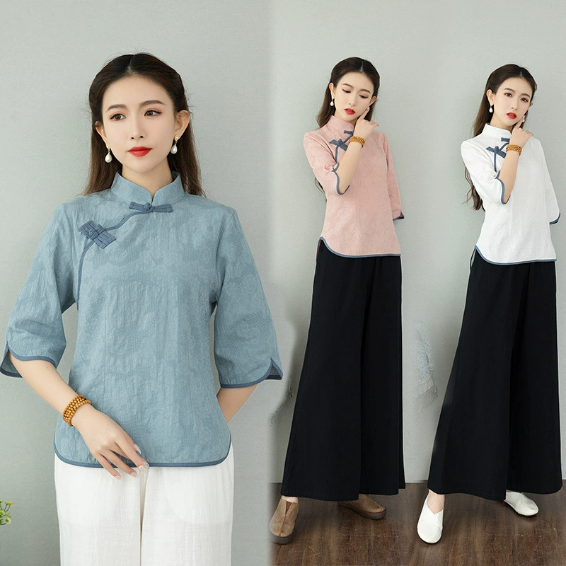 2023 Новый китайский стиль ханьфу хлопковое белье одежда для йоги дзен чайная одежда костюм женский костюм монаха медитации костюм