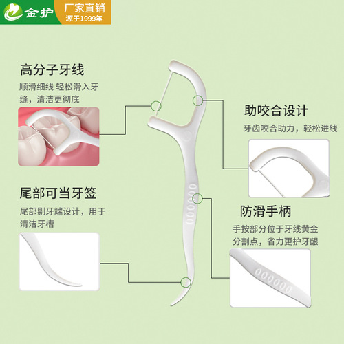 Gold dental floss sticks 1000 pieces bagged polymer dental floss disposable ultra-fine plastic toothpicks wholesale manufacturer