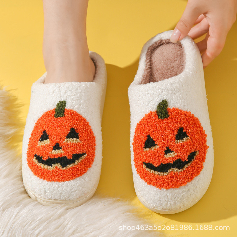 新しいクリスマスヘラジカイチゴキノコハロウィンスマイルコットンスリッパクロスボーダー卸売スマイリーフェイスファースリッパ|undefined