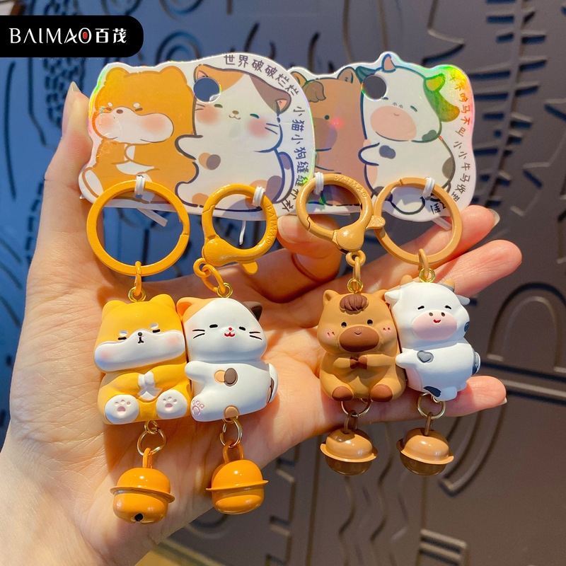 Baimao Original Cute Pet Cp Couple Keychain Chain Pendant Female Exquisite Resin Magnetic Doll School Bag Pendant