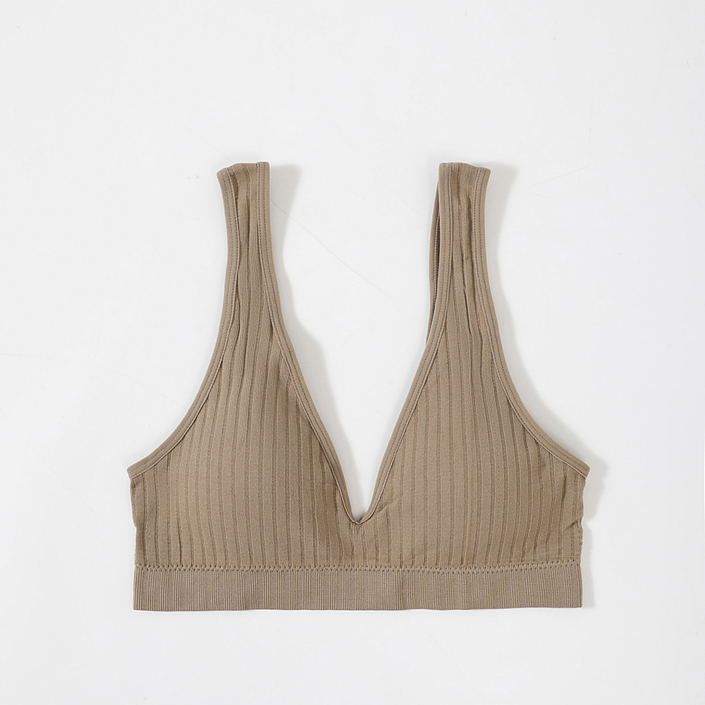 Mujeres sexy deportes yoga envuelto pecho belleza sin costuras espalda ropa interior Estilo francés transfronterizo Deep V Plus tamaño base del sujetador Chaleco
