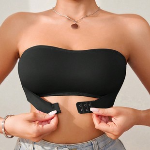 Sexy Front Button Side Support Women's Non-Slip Tube Top, Light and Breathable Shaping Corset, Small Breast Push-Up Bra, Strapless