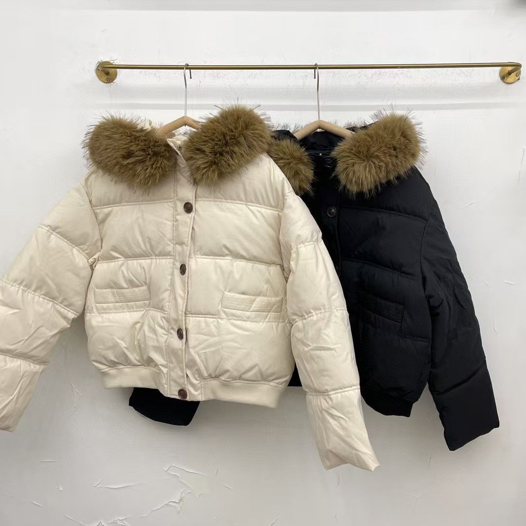 Short Jacket With Large Fur Collar Women, Winter New Design, Thickened Down Cotton Coat For Petite Figures_voghion.com