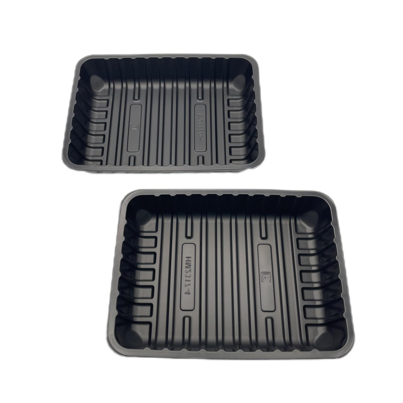 Special Offer Disposable Black Supermarket Consumables Plastic Fresh Tray Fruit Vegetable Meat PET Blister Tray