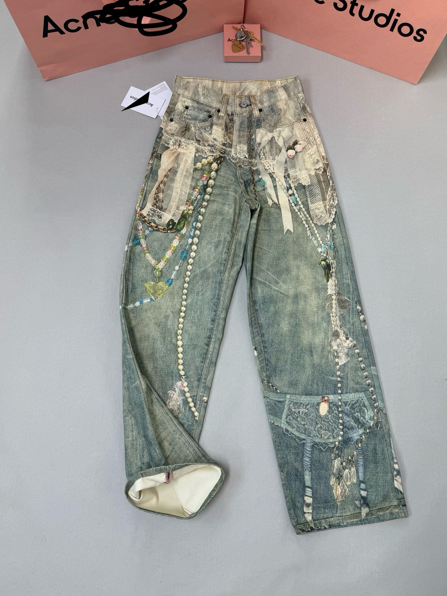 Jeans de Pierna Recta para Hombre Alto, de Tiro Alto, Algodón Lavado y Estampados, Corte Holgado