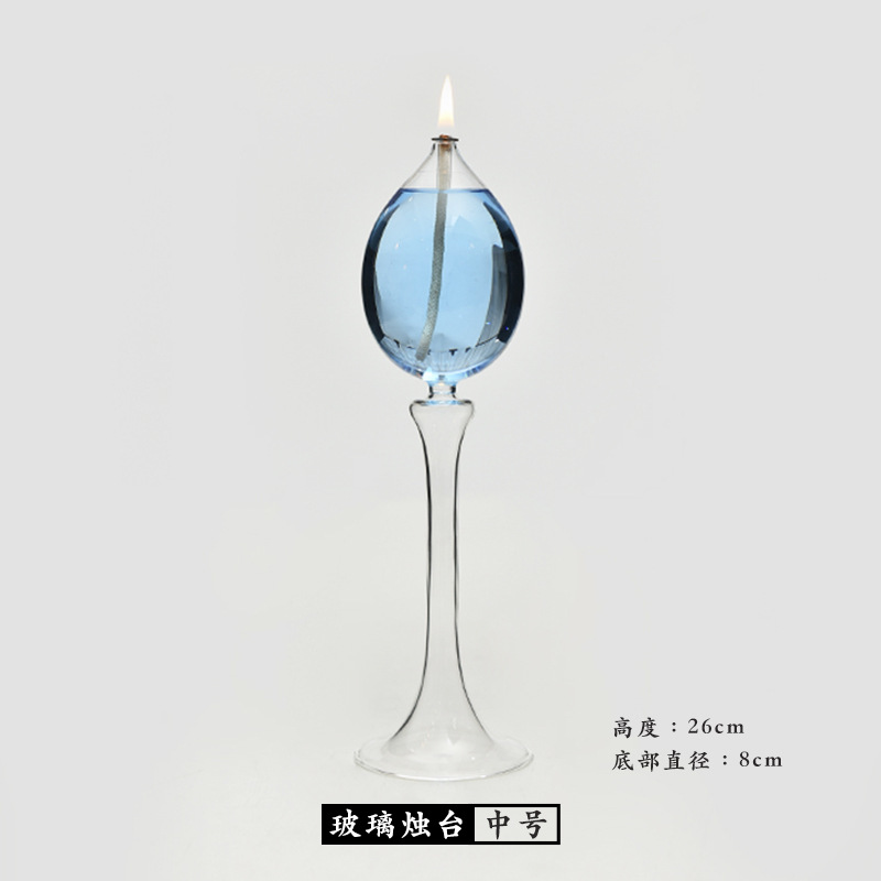 Creativo vidrio transparente vidrio candelabro lámpara de aceite decoración del hogar creativo europeo romántico vela cena lámpara de aceite de vidrio